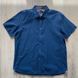 Ted Baker Short Sleeve Button Down Shirt - Navy/ 6 (XL)